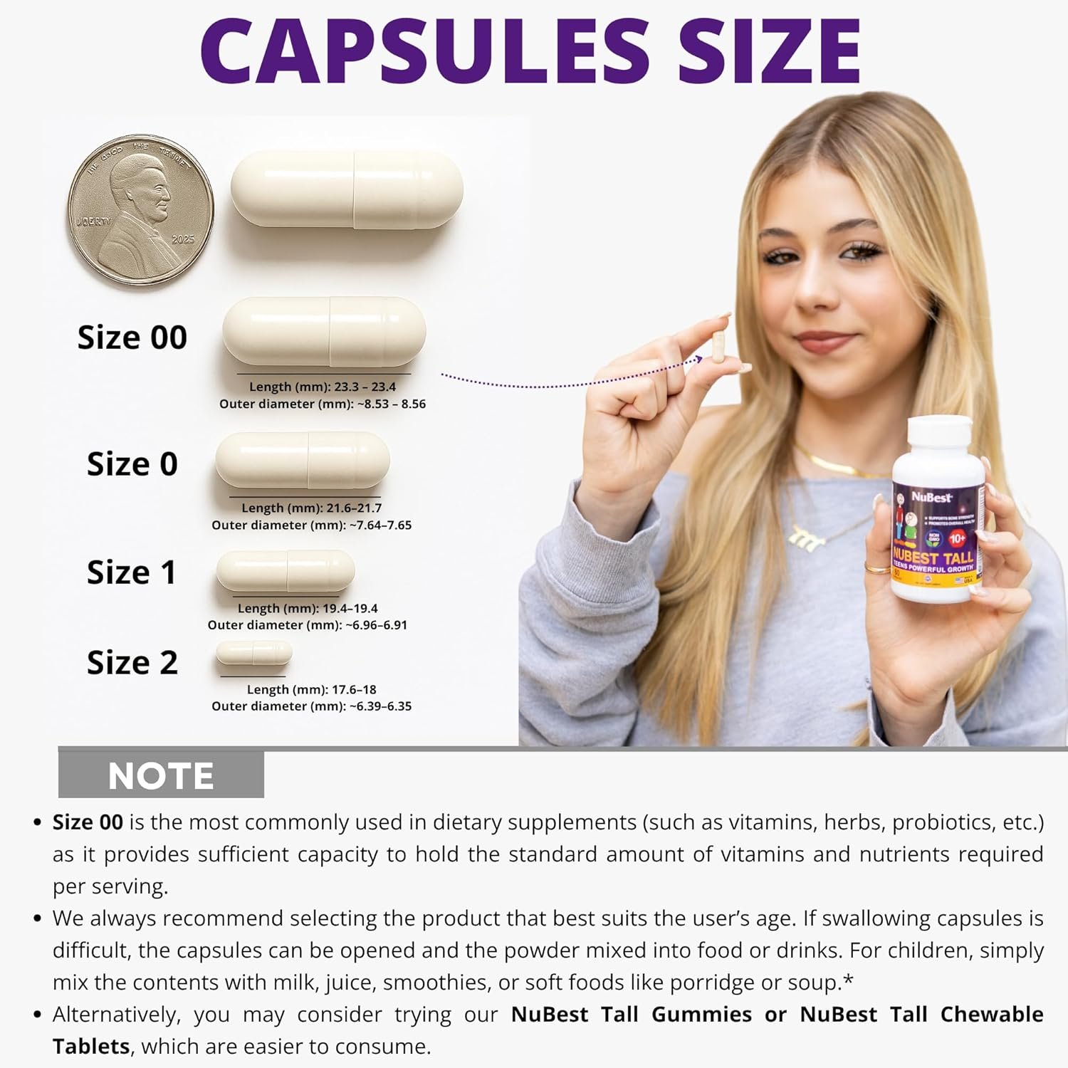 NuBest Tall 10+ Premium Bone Strength Formula, Enhanced Immunity and Overall Health for Age 10+ with Calcium, Vitamin D3, Vitamin K2, and Multivitamins | 60 Capsules | 1 Month Supply - Image 3