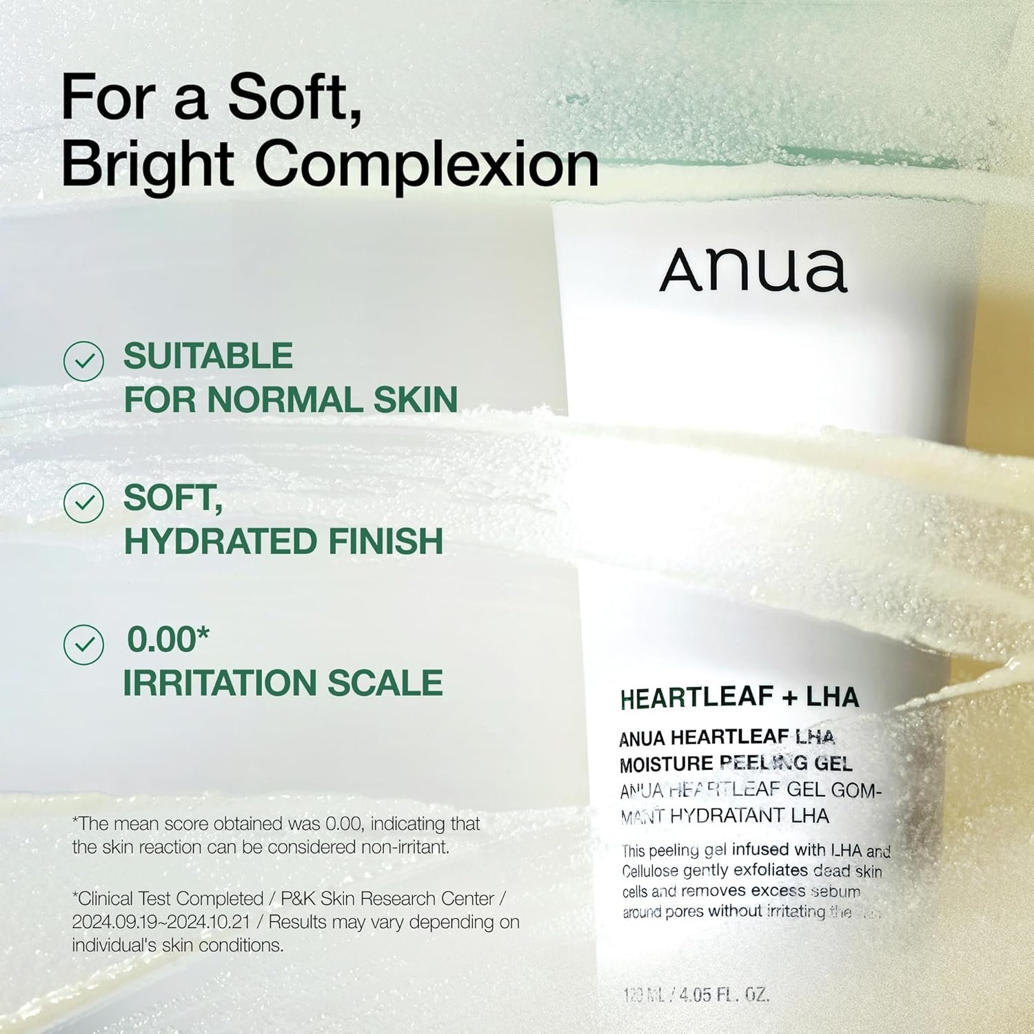 ANUA Heartleaf LHA Moisture Peeling Gel, Gentle Exfoliation, Hydrating Facial Peel, Pore Care, Dead Skin Removal, Natural Cellulose for Soothing, Vegan, Korean Skin Care (120ml/4.05 fl.oz.) - Image 4