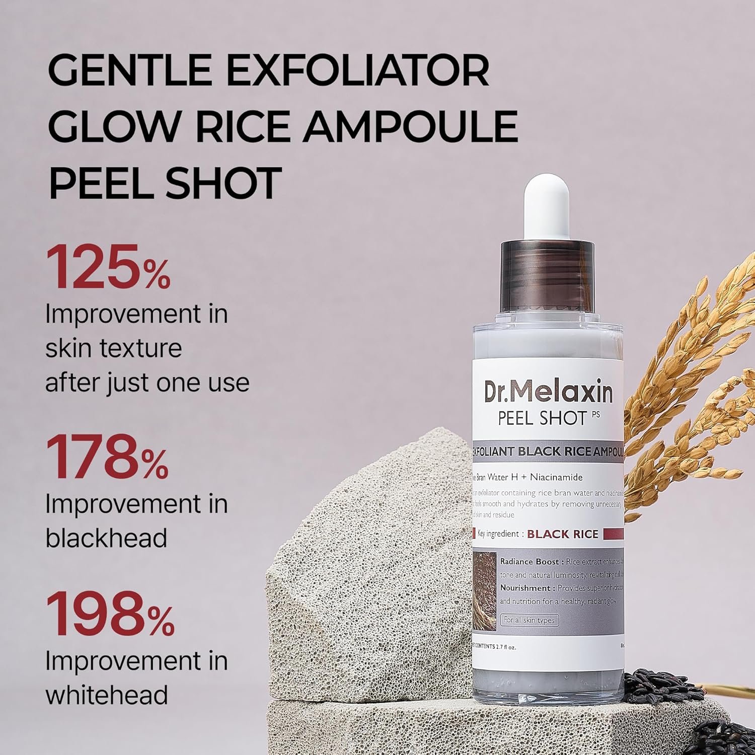 Dr.Melaxin Peel Shot Glow Rice Peeling Ampoule 80ml Daily Soft Exfoliating Face and Body Scrub Dead Skin Cells Blackhead Remover for All Skin Types korean skin care - Image 2