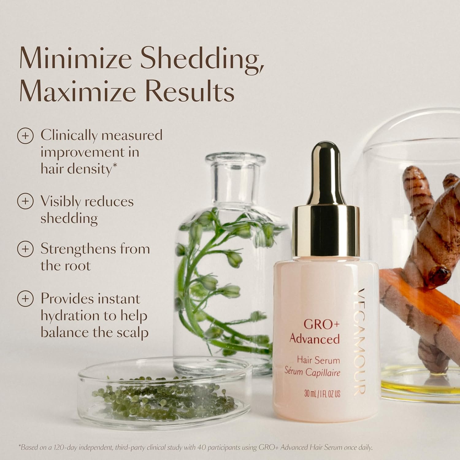 VEGAMOUR GRO+ Advanced Hair Serum for Hair Density, Reduces Shedding and Promotes a Healthy Scalp, Helps with Severe Signs of Thinning, Made Without Fragrance, Vegan, Cruelty-Free - Image 2