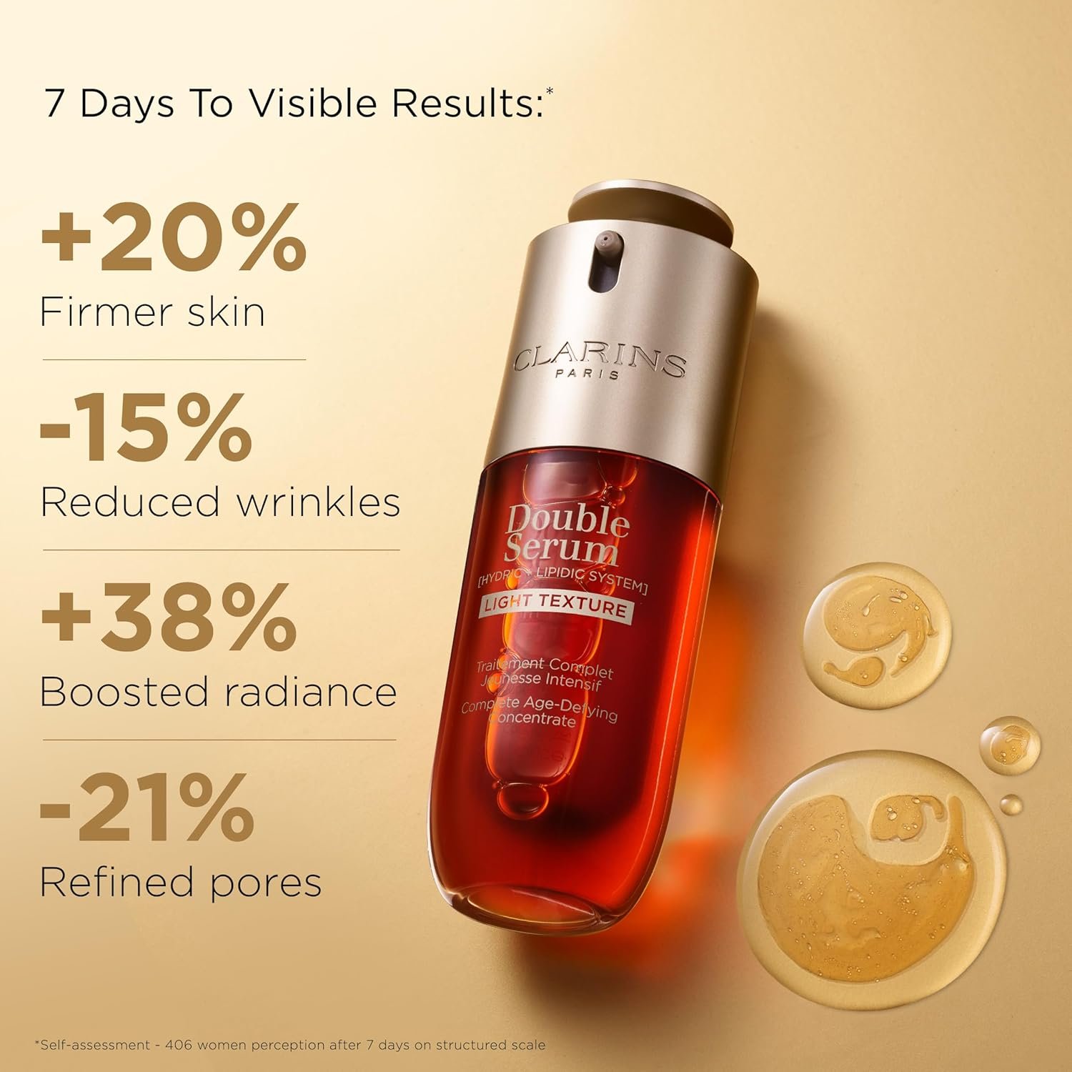 Clarins DOUBLE SERUM LIGHT TEXTURE | Anti Aging Serum | Visibly Firms, Smoothes, Boosts Radiance and Refines Pores | 24H Hydration | Great for Combination to Oily Skin and Humid Climates - Image 2