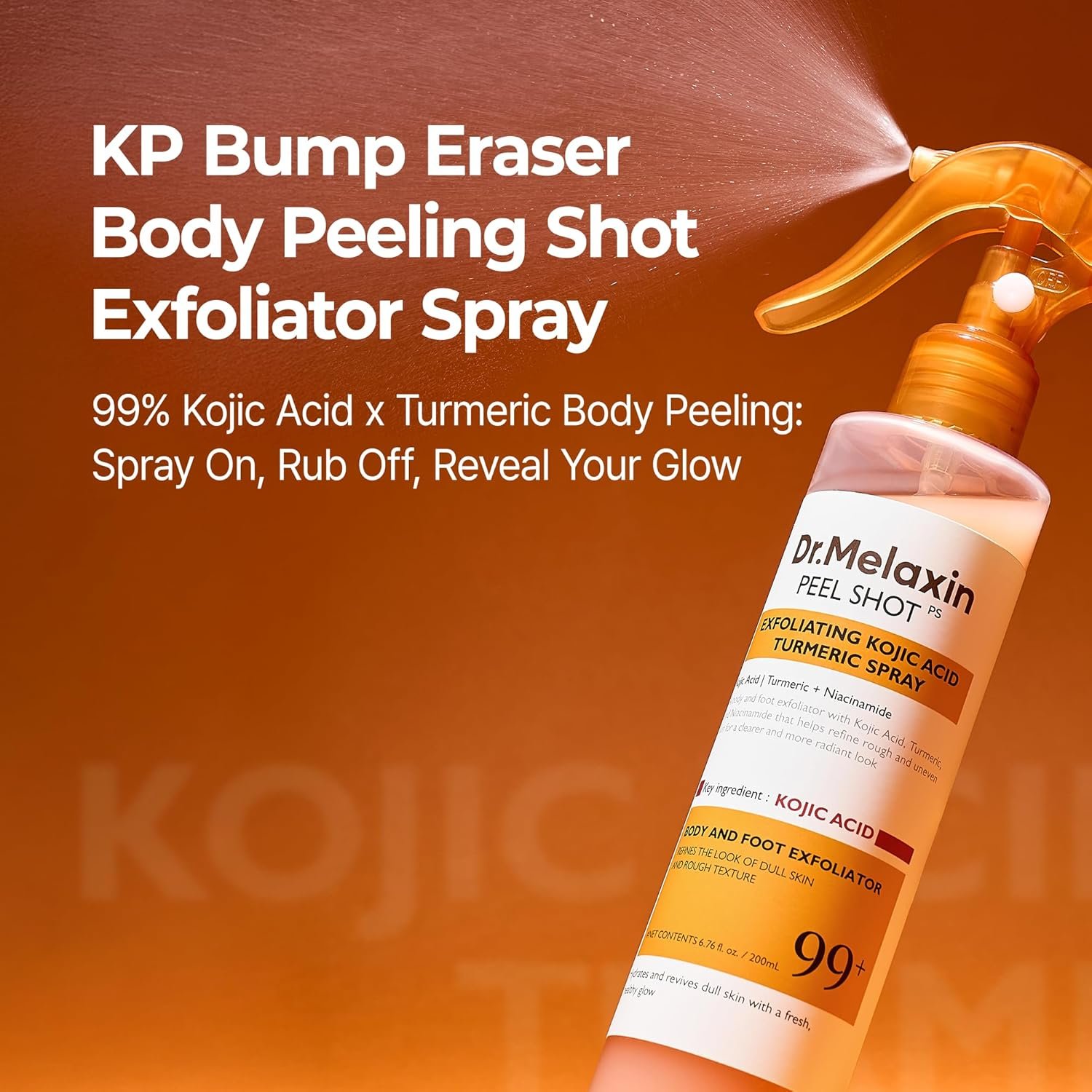 Dr.Melaxin Body Keratin Care Kojic Acid Turmeric Spray Gently Exfoliating Peeling Solution Korean Skincare All Skin Types 200ml - Image 4