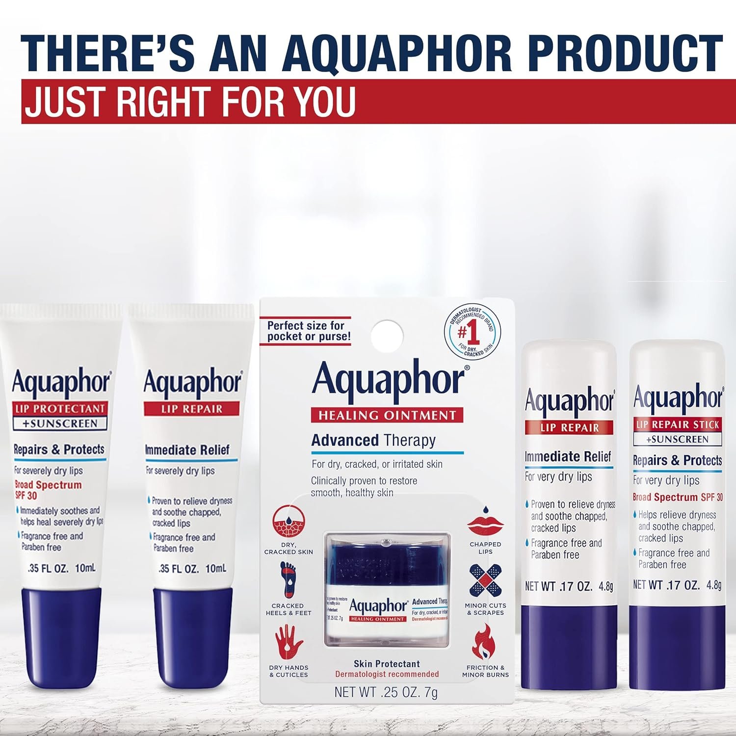 Aquaphor Lip Repair Ointment - Long-lasting Moisture to Soothe Dry Chapped Lips - .35 fl. oz. Tube - Image 4
