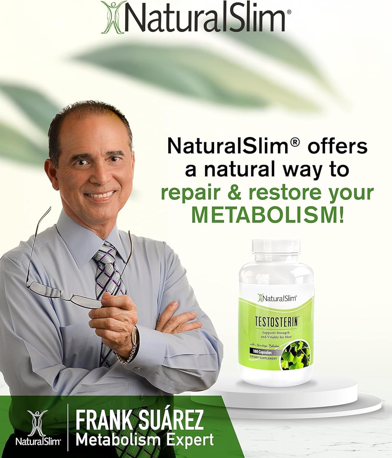 NaturalSlim Natural Testosterone Booster for Men - Male Enhancing Supplement with Ginkgo Biloba, L Arginine, Zinc, Vitamin B3, & Testofen for Energy, Muscle Builder & Metabolism - 180 Capsules - Image 3