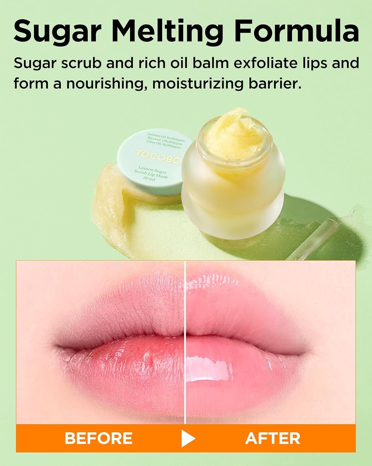TOCOBO Lemon Sugar Lip Mask – Korean Vegan Lip Scrub & Overnight Exfoliating Treatment for Dry, Chapped Lips – Hydrating, Plumping, Smoothing – Glazed Balm Texture, Non-Sticky, 0.68oz - Image 5
