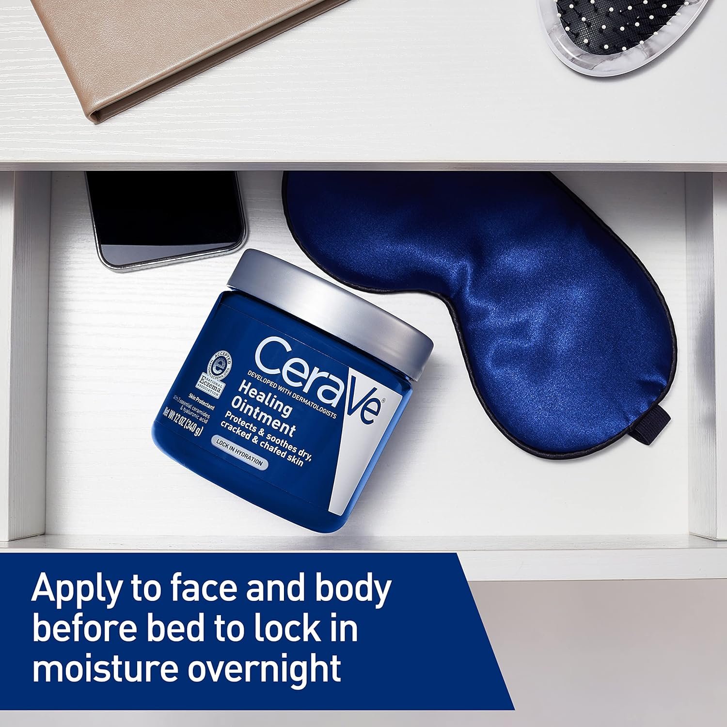 CeraVe Healing Ointment, Hydrating Skin Protectant With Petrolatum, Hyaluronic Acid & Ceramides, Face & Body Skin Barrier Repair For Cracked, Chafed, Dry Skin, Fragrance Free & Lanolin Free, 12 Oz - Image 2