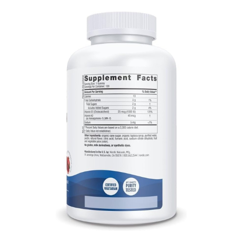Nordic Naturals Vitamin D3 + K2 Gummies, Pomegranate - 120 Gummies - 1000 IU Vitamin D3 + 45 mcg K2- Great Taste - Bone Health, Promotes Healthy Muscle Function - Non-GMO - 120 Servings - Image 2