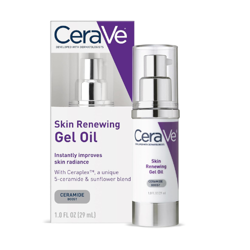CeraVe Skin Renewing Gel Oil, Daily Hydrating Serum For Face With CeraPlex & Hyaluronic Acid, Gel Moisturizer For Face Hydrates & Smooths Skin, Non-Greasy, Fragrance Free & Non-Comedogenic, 1 Ounce