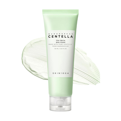 SKIN1004 Tea-Trica BHA Foam 4.22 fl.oz, 125ml, Makeup Remover, Korean Face Cleanser with Centella Asiatica & Tea Tree, Gentle Facial Foam Cleanser for Oil Control and Refreshing Skin, Korean Skin Care