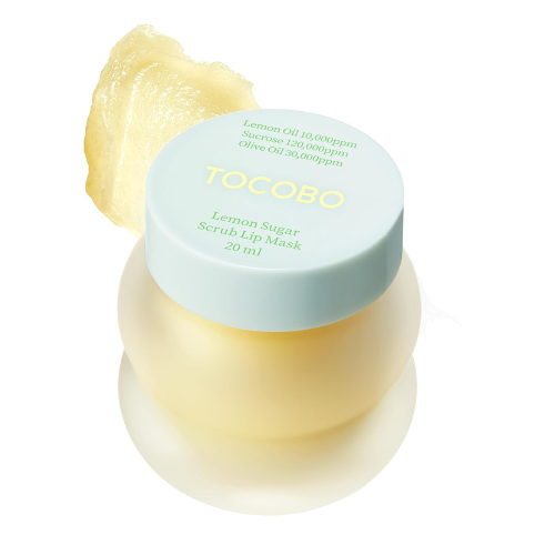 TOCOBO Lemon Sugar Lip Mask – Korean Vegan Lip Scrub & Overnight Exfoliating Treatment for Dry, Chapped Lips – Hydrating, Plumping, Smoothing – Glazed Balm Texture, Non-Sticky, 0.68oz