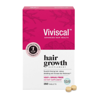 Viviscal Hair Growth Supplements for Women, Thicker Fuller Hair Support for Thinning Hair and Hair Loss, with Biotin and Marine Collagen, Drug-Free, 180 Tablets, 90-Day Supply