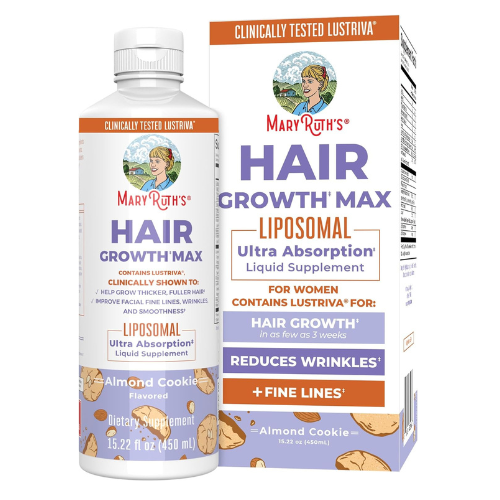MaryRuth Organics Women's Hair Growth MAX Liposomal | with Lustriva® + Biotin 10000mcg + Pumpkin Seed Oil | Thicker Hair | Hair Care | Wrinkles, Fine Lines, Skin Care | Ages 18+ | 15.22 Fl Oz