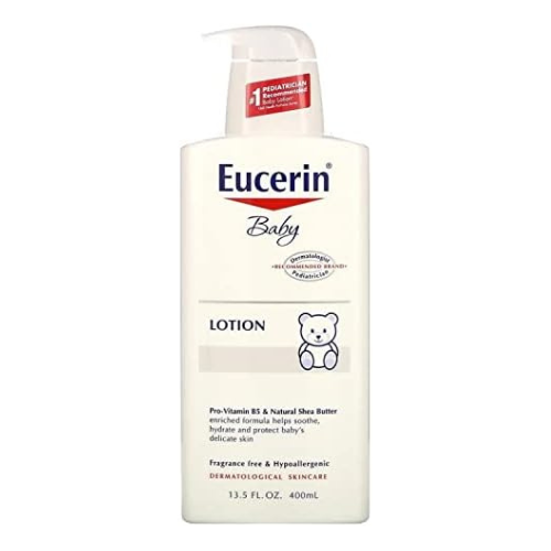 Eucerin Baby Body Lotion, Hypoallergenic and Fragrance Free Baby Lotion with Pro-Vitamin B5 and Shea Butter, 13.5 Fl Oz Bottle