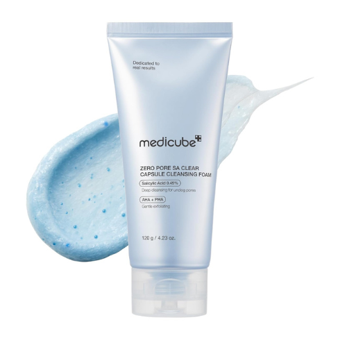 medicube Zero Pore Clear Blue Capsule Facial Deep Cleanser for Skin Texture, Blackhead & Pore Care | AHA, BHA & PHA for Double Cleansing, Daily Gentle Face Wash, Korean Skincare | 120g / 4.23 oz