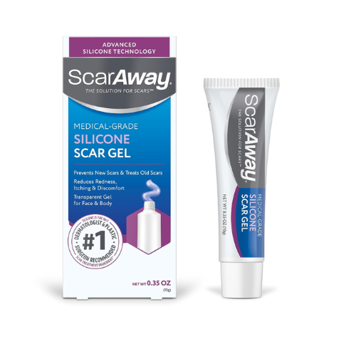 ScarAway Silicone Scar Gel, Helps Improve Size, Color & Texture of Hypertrophic & Keloid Scars from Injury, Burns & Surgery, Water Resistant, 10g (0.35 Oz)