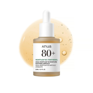 Anua Heartleaf 80 Soothing Ampoule, Hydration Facial Serum for Glass Skin, Panthenol, Hyaluronic Acid, Non-Greasy, Gentle Formula, Lightweight Essence, Vegan, Korean Skin Care, 30ml/1.01 fl.oz