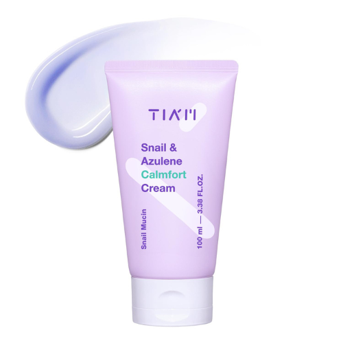 TIA'M Snail & Azulene Calmfort Cream, 3.38 fl oz, 92% Snail Mucin, Lightweight Calming & Moisturizing Cream for Soft, Glass Skin, Korean Skin Care, Day & Night Moisturizer Face Cream