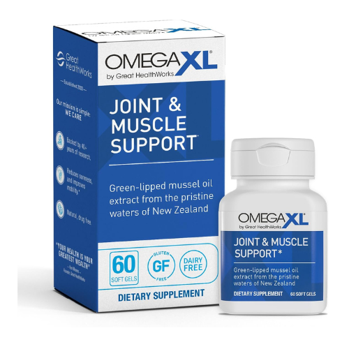 OmegaXL Joint Support Supplement, for Relief - Natural Muscle Support, Green Lipped Mussel Oil, Soft Gel Pills, Drug-Free, 60 Count