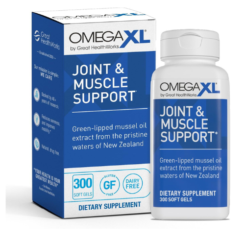 OmegaXL Joint Support Supplement - Natural Muscle Support, Green Lipped Mussel Oil, Soft Gel Pills, Drug-Free, 300 Count