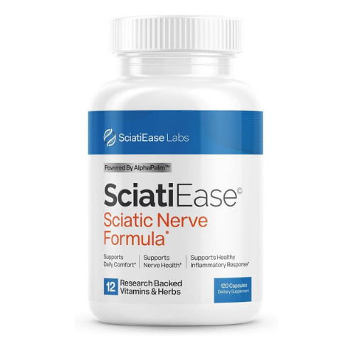 SciatiEase Sciatic Nerve Health Support Supplement - Nerve Support Formula with AlphaPalm, Pea, Vitamin B Complex, Alpha Lipoic Acid 300mg - 120 Capsules