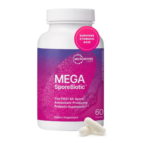 Microbiome Labs MegaSporeBiotic Probiotics for Women & Men - Spore-Based Probiotic for Gut Health & Digestive Support - Shelf-Stable, Travel-Friendly, Mens & Womens Probiotics (60 Capsules)