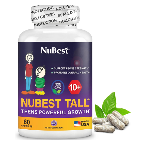 NuBest Tall 10+ Premium Bone Strength Formula, Enhanced Immunity and Overall Health for Age 10+ with Calcium, Vitamin D3, Vitamin K2, and Multivitamins | 60 Capsules | 1 Month Supply