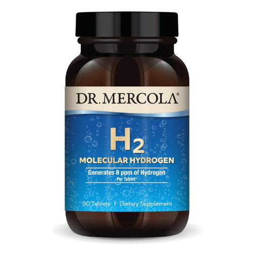 Dr. Mercola H2 Molecular Hydrogen - Supports Healthy Aging, Cellular Energy & Brain Health - with Elemental Magnesium - GMO-Free, Gluten-Free & Soy-Free - 90 Tablets (90 Servings)
