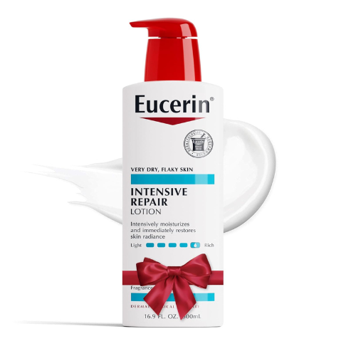 Eucerin Intensive Repair Body Lotion for Dry Skin with Alpha Hydroxy, Moisturizes, Exfoliates and Conditions, Fragrance Free and Paraben Free, Holiday Gifts for Self Care, 16.9 Fl Oz Bottle