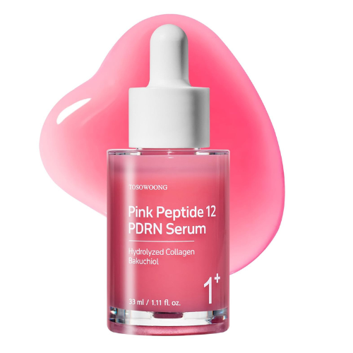 TOSOWOONG Pink Peptide 12 PDRN Serum With Salmon DNA PDRN 10,320ppm, 12 Peptides, Niacinamide, Skin glow, Hydrating, Moisturizing, Firming, Uneven Skin Tone, Korean Skincare, 33ml, 1.11 fl.oz.