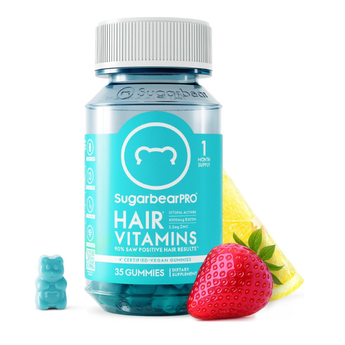 SugarBearPro Hair Vitamin Gummy 35 Day Supply, Extra Strength Biotin 6000mcg for Hair Growth, Vegan Vitamin B12, MSM, Inositol, Omega 3, Elderberry, Certified Kosher, Halal, Cruelty-Free
