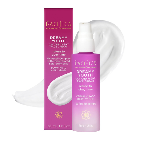 Pacifica Face Moisturizer Lotion - Dreamy Youth Day & Night Face Cream, Daily Skincare, Grapeseed Oil, Peptides, Hydrating, Facial Lotion, Skincare, For Dry Skin, Vegan, 1.7 fl oz (1 Count)