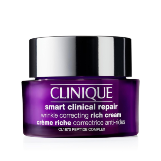 Clinique Smart Clinical Repair Wrinkle Correcting Anti Aging Rich Face Cream with Peptides + Hyaluronic Acid For Very Dry to Dry Combination Skin Types | Hydrating, 1.7 Fl Oz