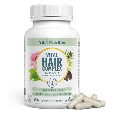 Vital Hair Complex – Biotin & Vitamin B Hair Vitamins for Women & Men – Supports Healthy Hair, Skin & Nails – Hormone-Free, Gluten-Free – Hair Supplement for Women & Men