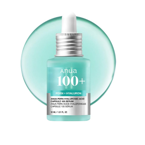 Anua PDRN Hyaluronic Acid Capsule 100 Serum, Radiant Face Serum, Hyaluronic Acid, Hydration, Moisture Plumping effect, Natural color, Fragrance free, Korean Skincare, 30ml / 1.01 fl. oz