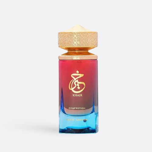 Khair Fragrance with Gradient Red and Blue Bottle, Gold Cap