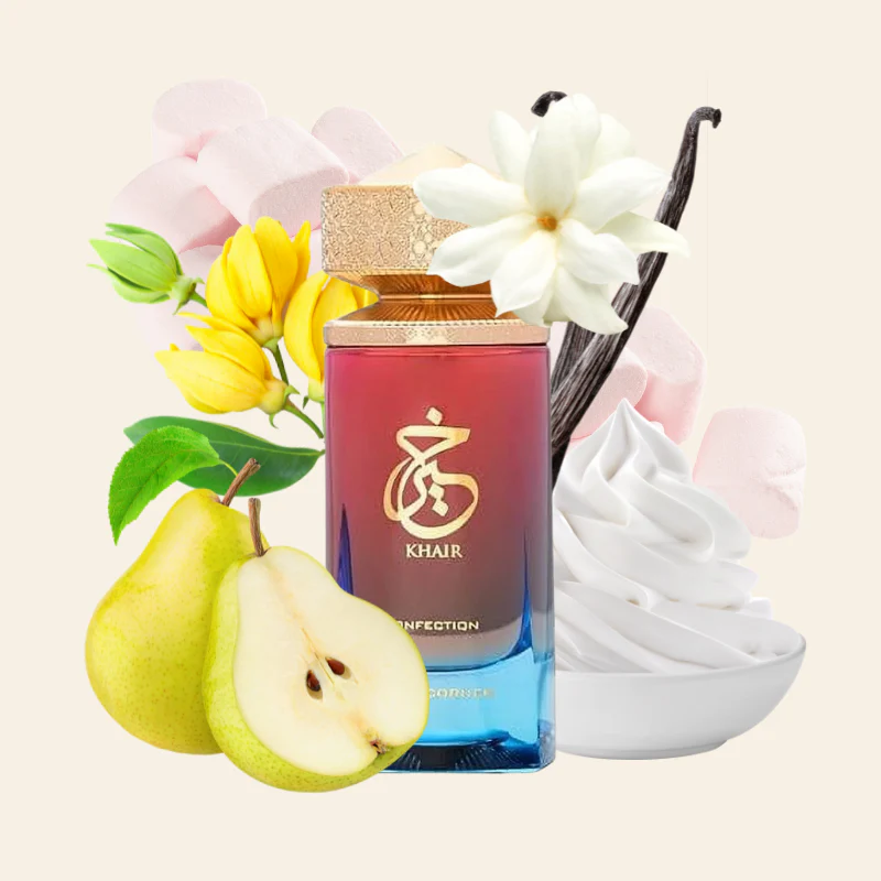 Khair Fragrance with Gradient Red and Blue Bottle, Gold Cap - Image 2