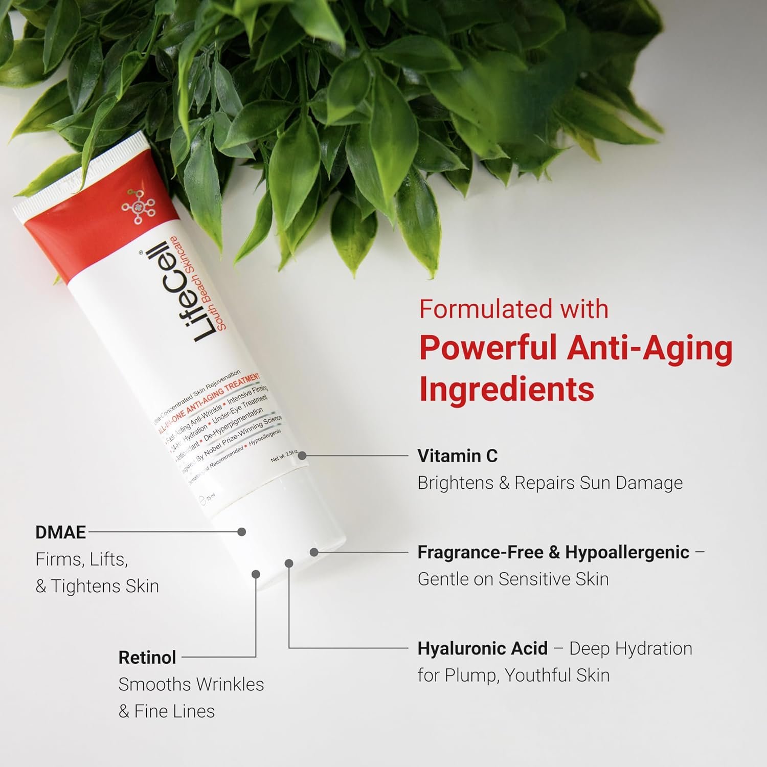 LifeCell All In One Anti-Aging Cream – Reduces Wrinkles, Fine Lines, Dark Circles & Sun Damage – Retinol, Vitamin C, DMAE & Hyaluronic Acid – Fragrance-Free, for All Skin Types (2.54oz) - Image 5