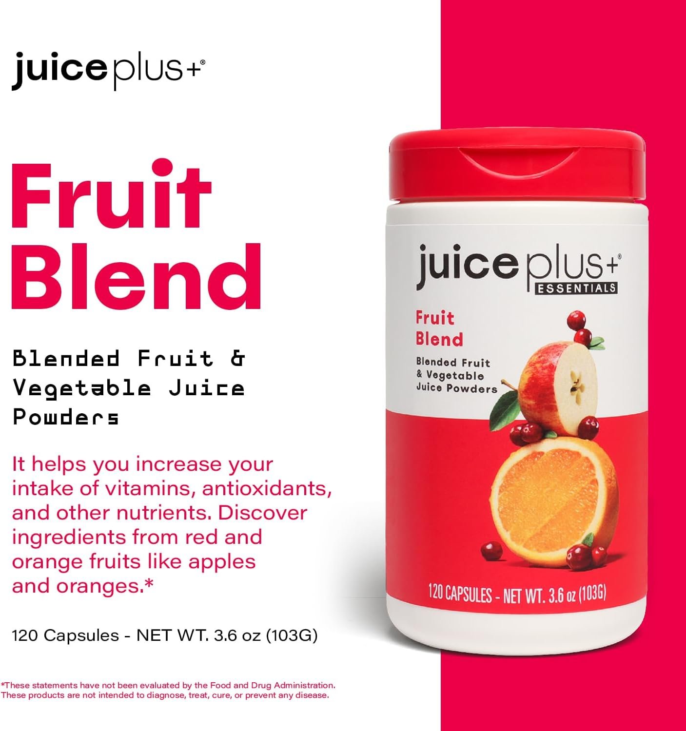 JuicePlus+ Fruit Blend: Plant-Based Whole Food Supplement with Apple, Peach, Cranberry, & More! - Vegan, Gluten-Free, Non-GMO, Kosher - Packed with Plant-Based Vitamins - 1 Bottle (60 Servings) - Image 2