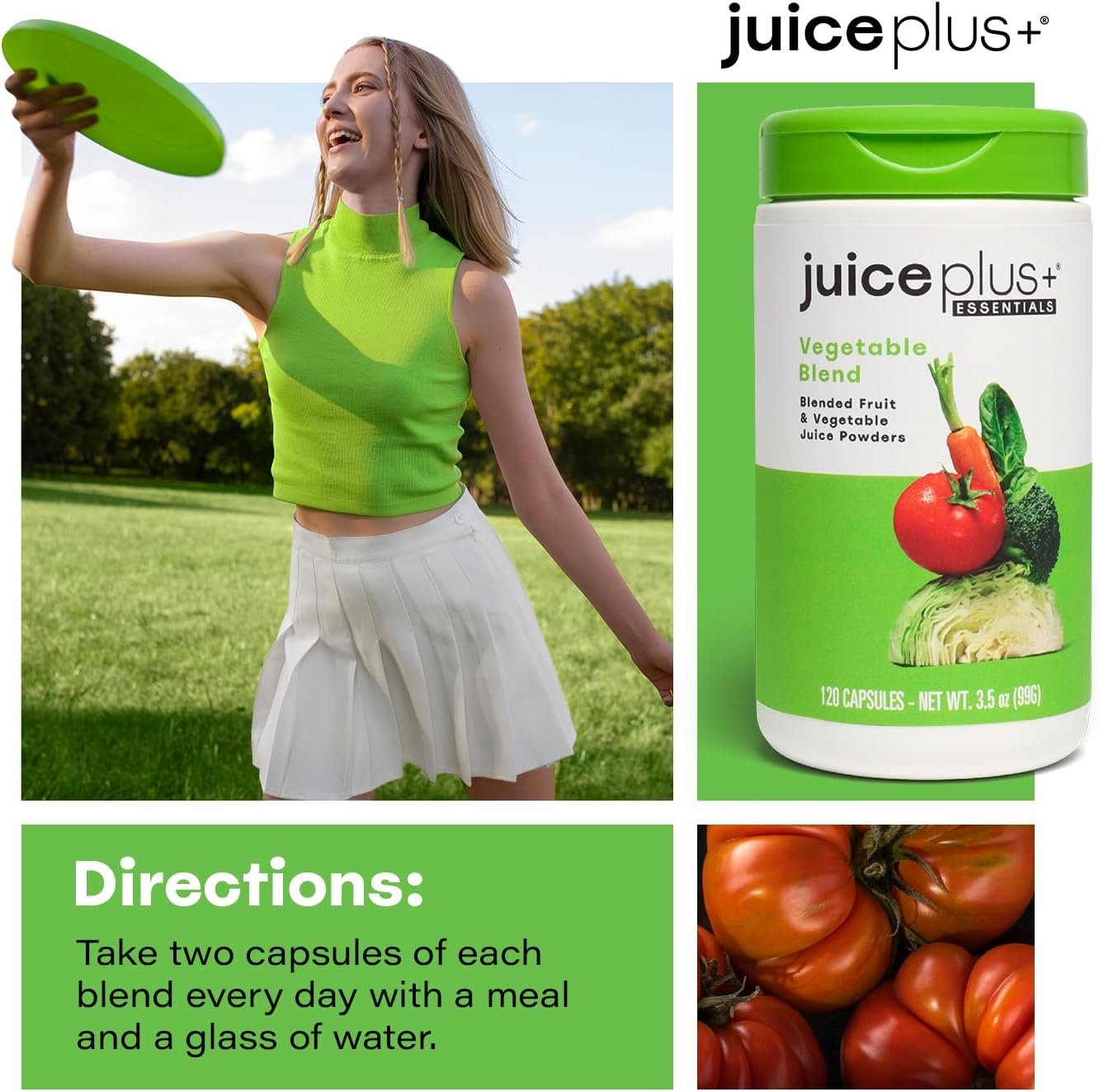 Juice Plus+ Vegetable Blend: with Broccoli, Parsley, Tomato & More - Plant-Based, Vegan, Gluten-Free, Non-GMO, Kosher - for Heart, Immune, Cognitive & Skin Health - 1 Bottle (60 Servings) - Image 3