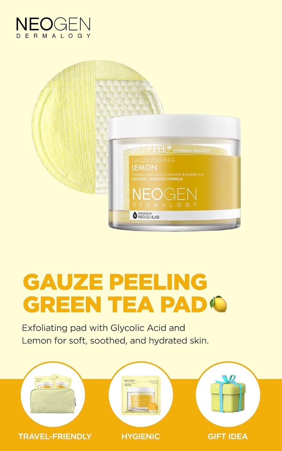 DERMALOGY by NEOGENLAB Bio-Peel Gauze Peeling Pads (Lemon, 8 pcs) - Image 2