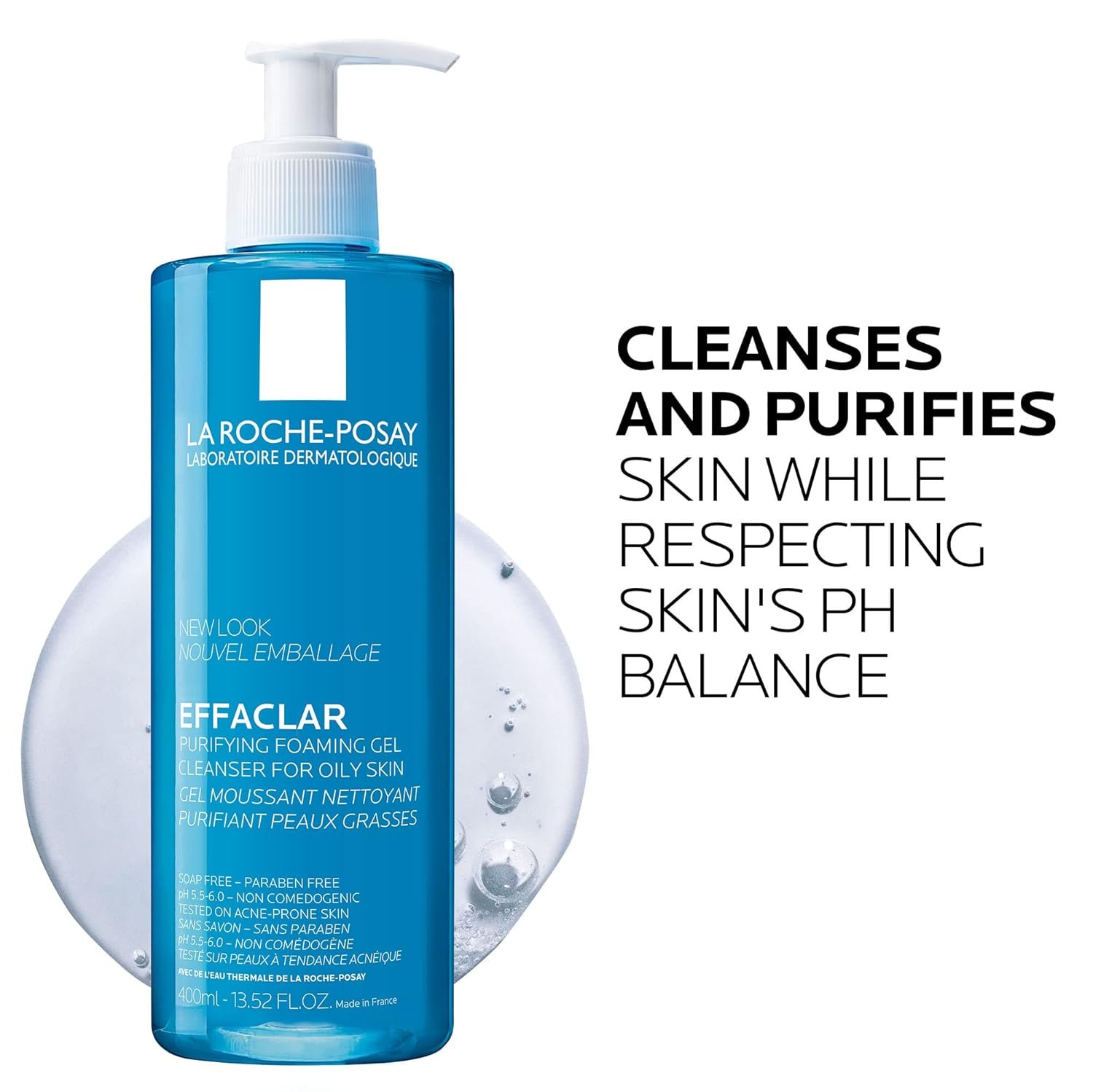 La Roche-Posay Effaclar Purifying Foaming Gel Cleanser for Oily Skin, With Zinc Pidolate To Remove Excess Oil & Shine, Alcohol Free & Oil Free, Sensitive Skin Tested 13.52 fl oz. - Image 2