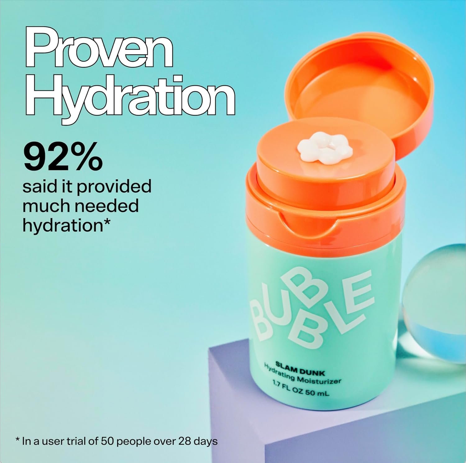 Bubble Skincare Slam Dunk Hydrating Face Moisturizer - Lightweight Face Lotion With Vitamin E + Aloe Vera - Daily Facial Moisturizer for Normal + Dry Skin - Skin Care with Blue Light Protection (50ml) - Image 2