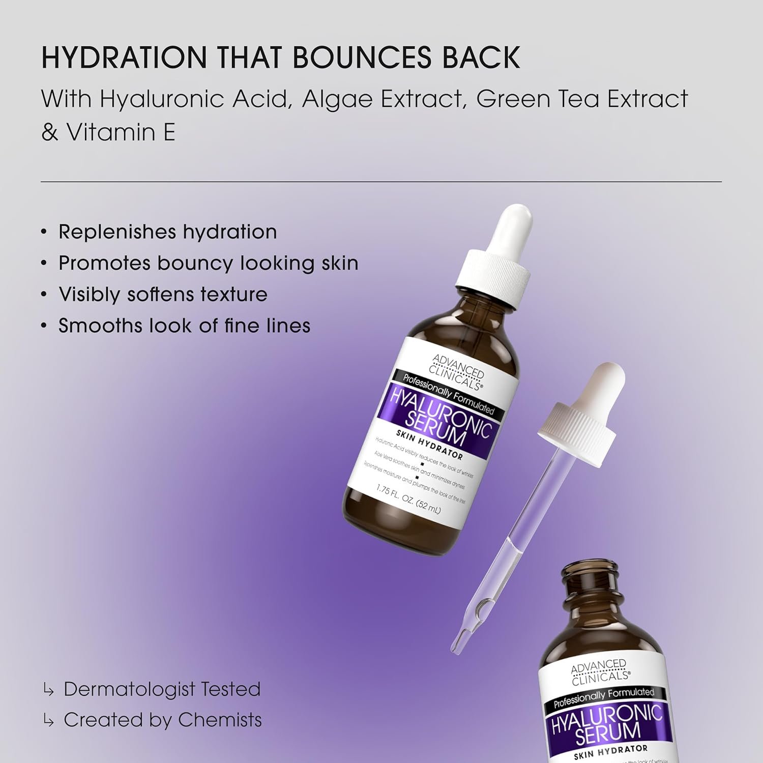 Advanced Clinicals Hyaluronic Acid Serum For Face | Moisturizing Facial Skin Care Products | Hydrating Serum For Face Helps Improve Look Of Wrinkles, Fine Lines, & Uneven Dry Skin Texture, 1.75 Fl Oz - Image 2