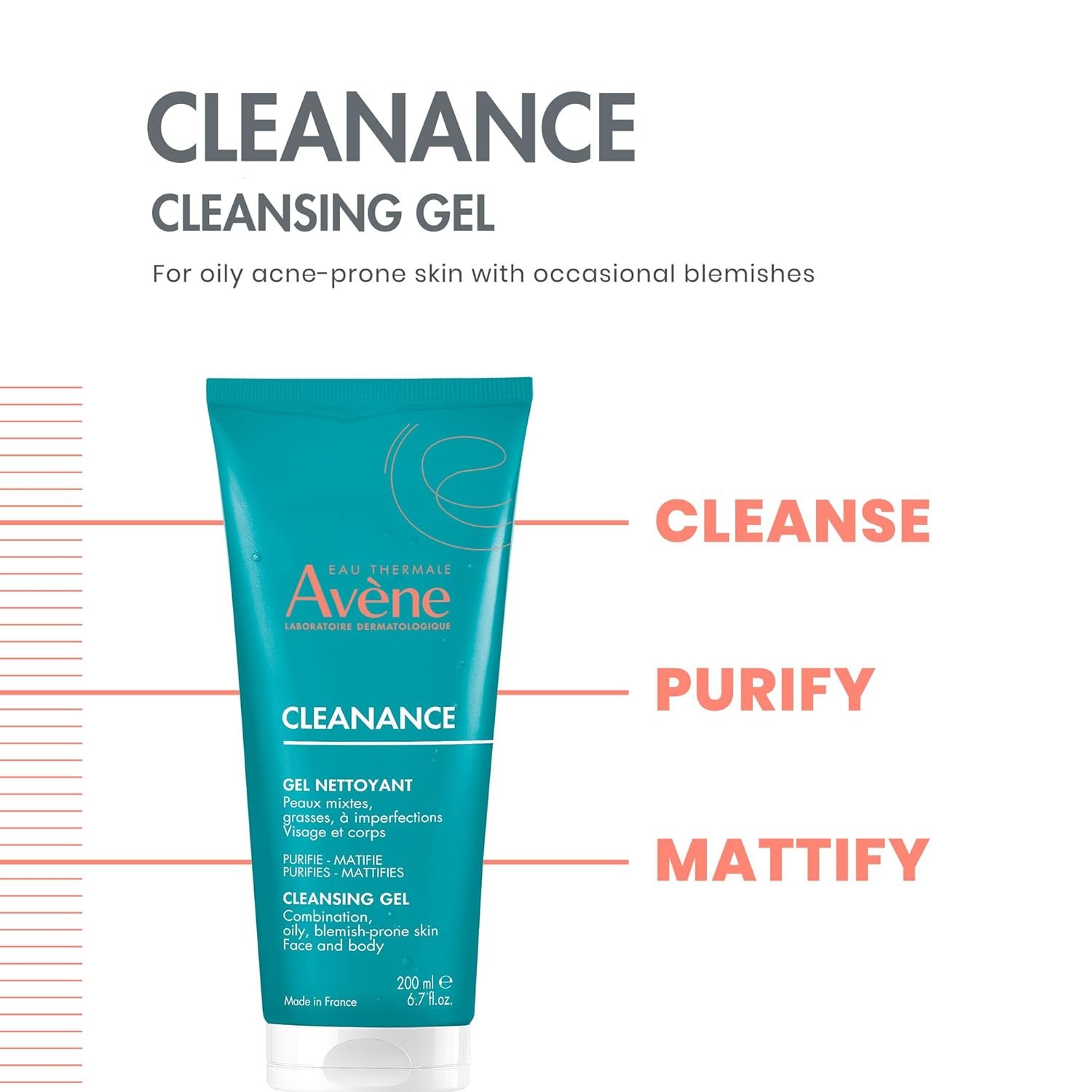Avène Cleanance Cleansing Gel Soap Free Cleanser for Acne Prone, Oily, Face & Body, Alcohol-Free 6.7 fl oz - Image 2