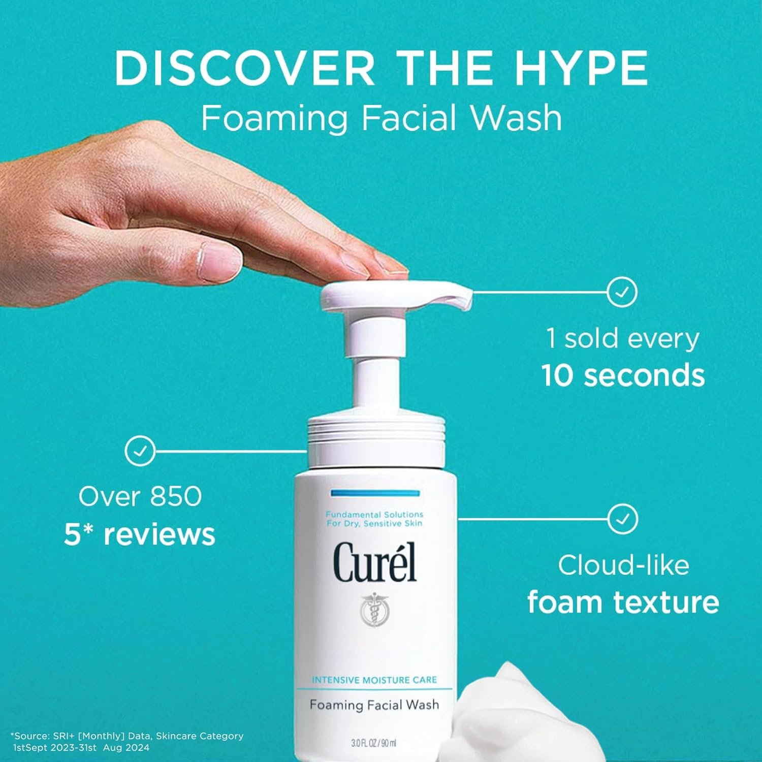 Curel Japanese Skin Care Foaming Daily Face Wash for Sensitive Skin, Hydrating Facial Cleanser for Dry Skin, pH-Balanced and Fragrance-Free, 5 Oz (Step 2 of 2-Step Skincare) - Image 2