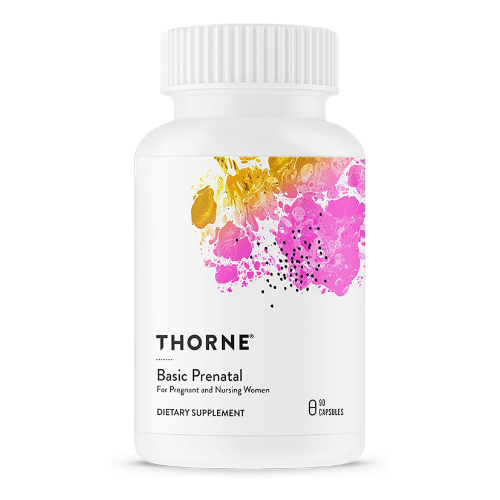 THORNE - Basic Prenatal - Well-Researched Folate Multi for Pregnant and Nursing Women Includes 18 Vitamins and Minerals, Plus Choline - Gluten, Dairy & Soy-Free - 90 Capsules - 30 Servings