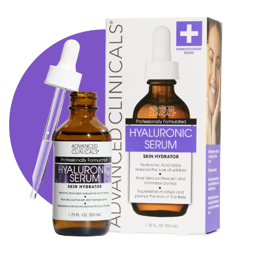 Advanced Clinicals Hyaluronic Acid Serum For Face | Moisturizing Facial Skin Care Products | Hydrating Serum For Face Helps Improve Look Of Wrinkles, Fine Lines, & Uneven Dry Skin Texture, 1.75 Fl Oz
