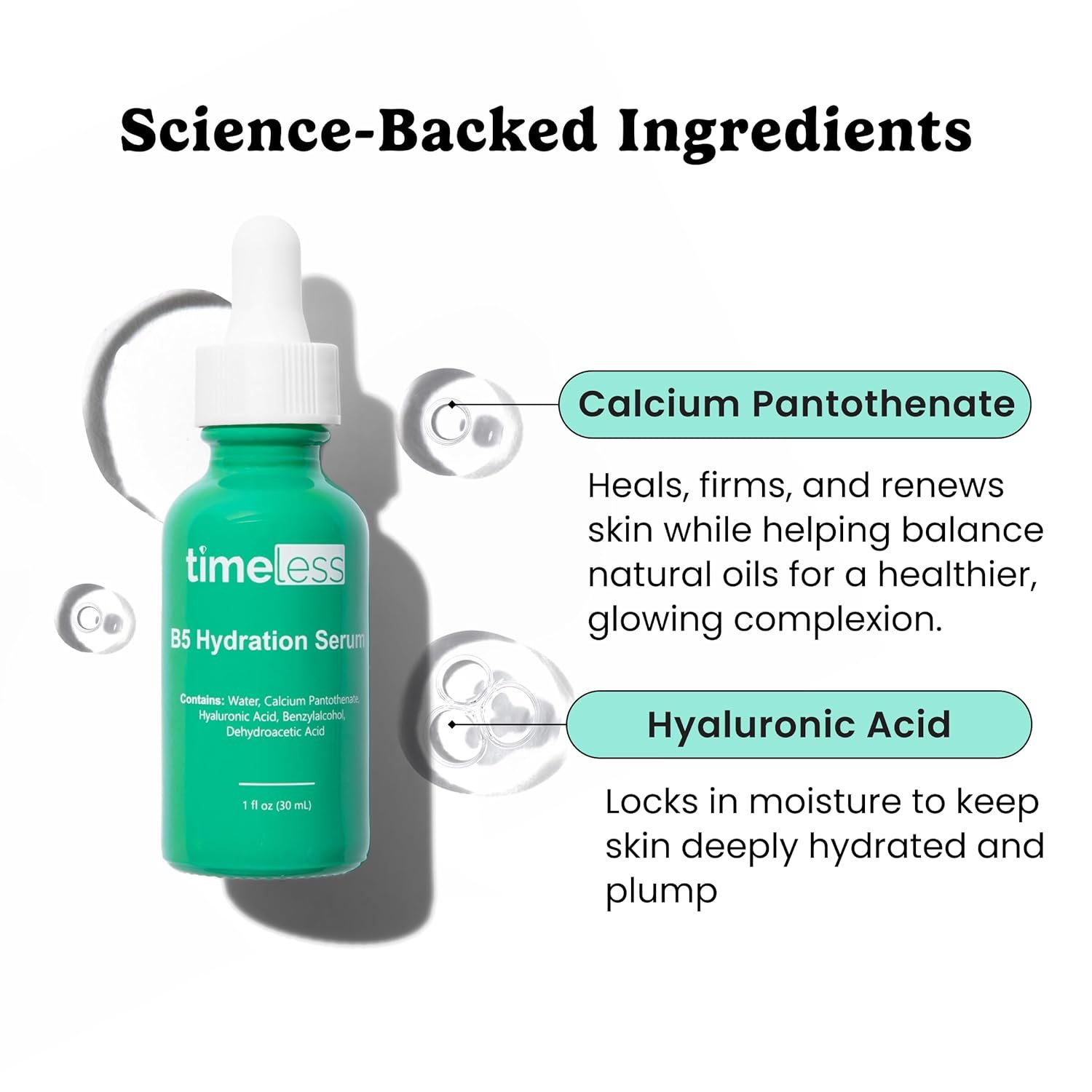 Timeless Skin Care Vitamin B5 Serum - Hydrating Face Serum with Hyaluronic Acid - Oil-Free - for Oily Skin - Fragrance-Free - 4 oz - Image 3